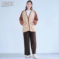 モデル身長168cm／M～L　ベージュ×ブラウン着用