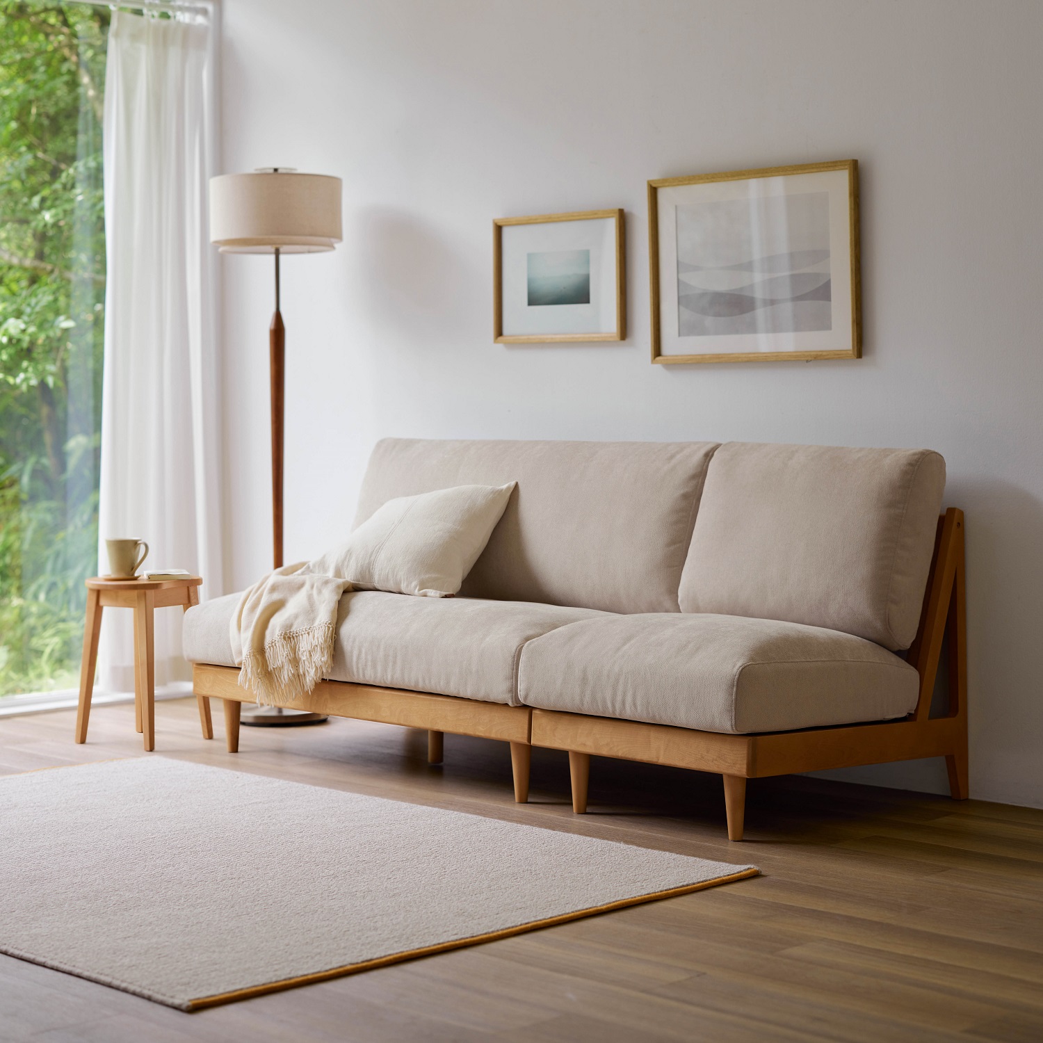 【BELLE MAISON DAYS】連結できる天然木フレームのカバーリングコンパクトソファー 【BELLE MAISON DAYS】連結できる天然木フレームのカバーリングコンパクトソファー