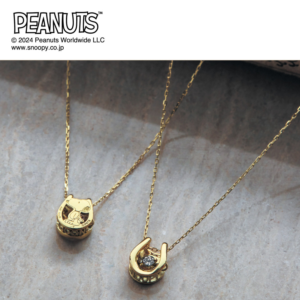 【ピーナッツ/PEANUTS】10金ダンシングストーンネックレス[日本製] 「スヌーピー」