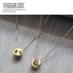 【ピーナッツ/PEANUTS】10金ダンシングストーンネックレス[日本製] 「スヌーピー」