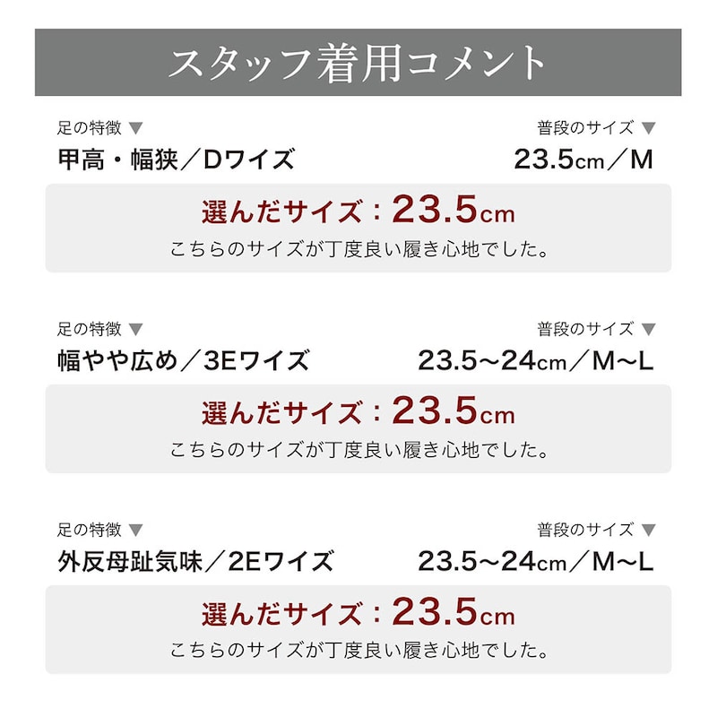 スタッフの着用コメント