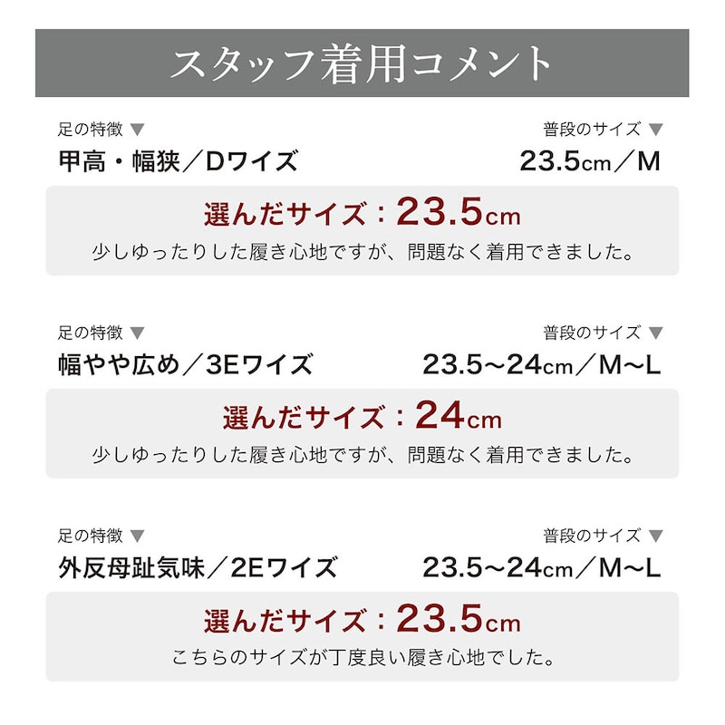 スタッフの着用コメント