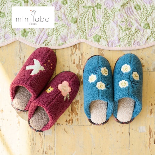 ふかふかインソールの足首まであったかボアスリッパ 「ミニラボ」