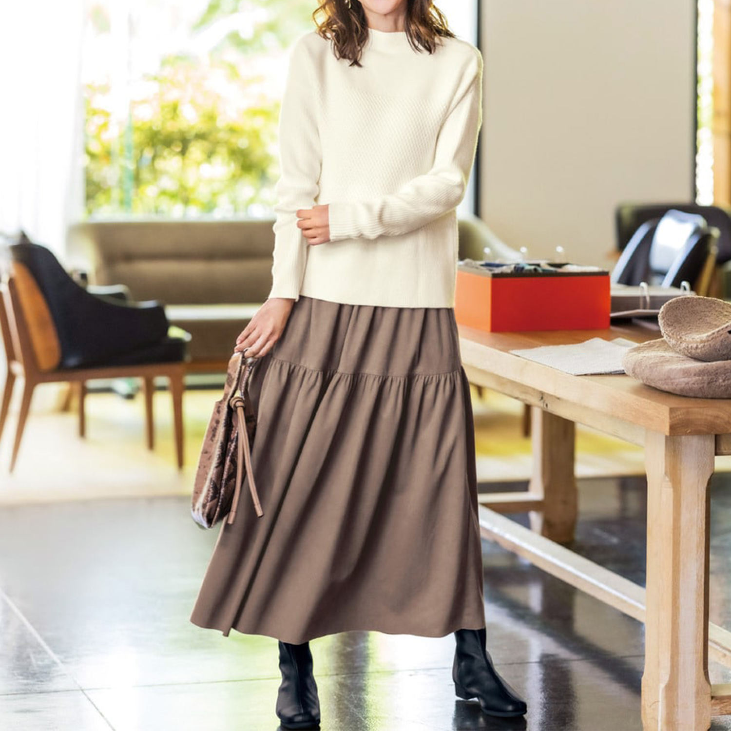 【花笑むとき/hana emu toki】ニット & ティアードスカートセットアップ