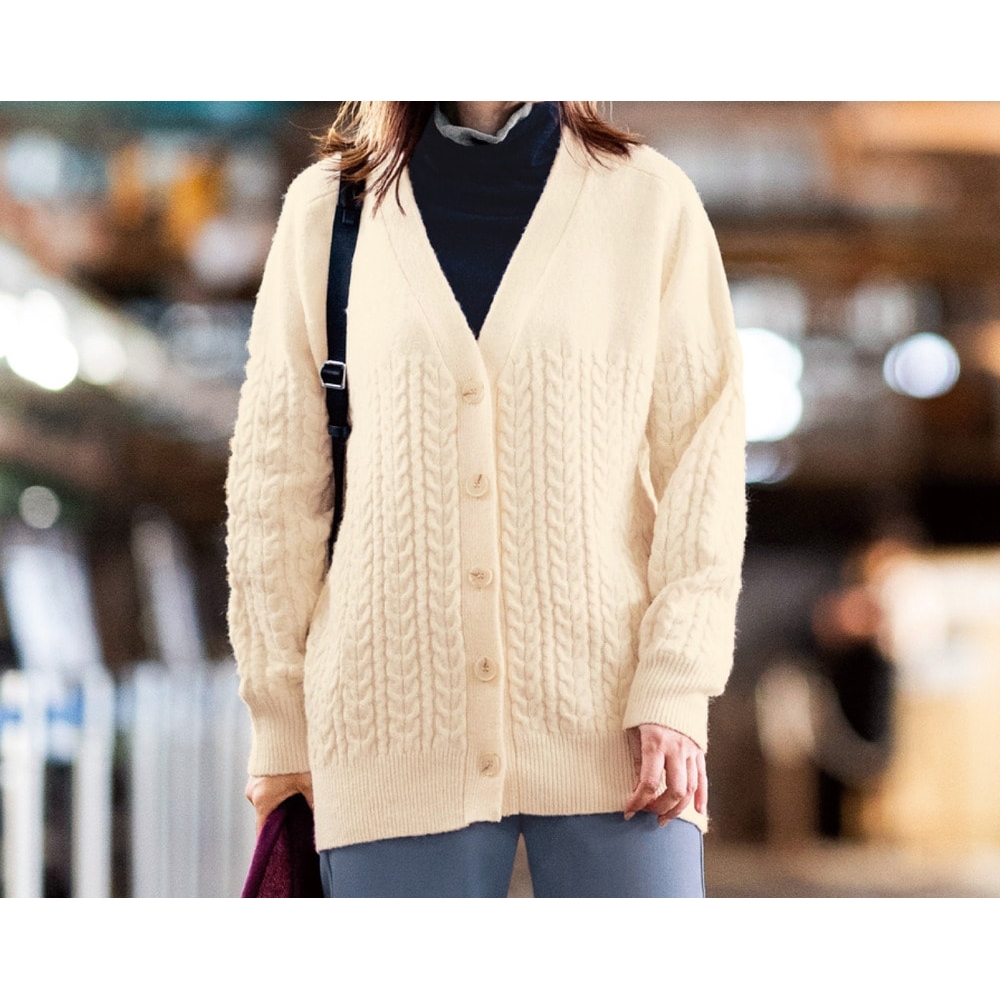 【花笑むとき/hana emu toki】ケーブル編みニットカーディガン