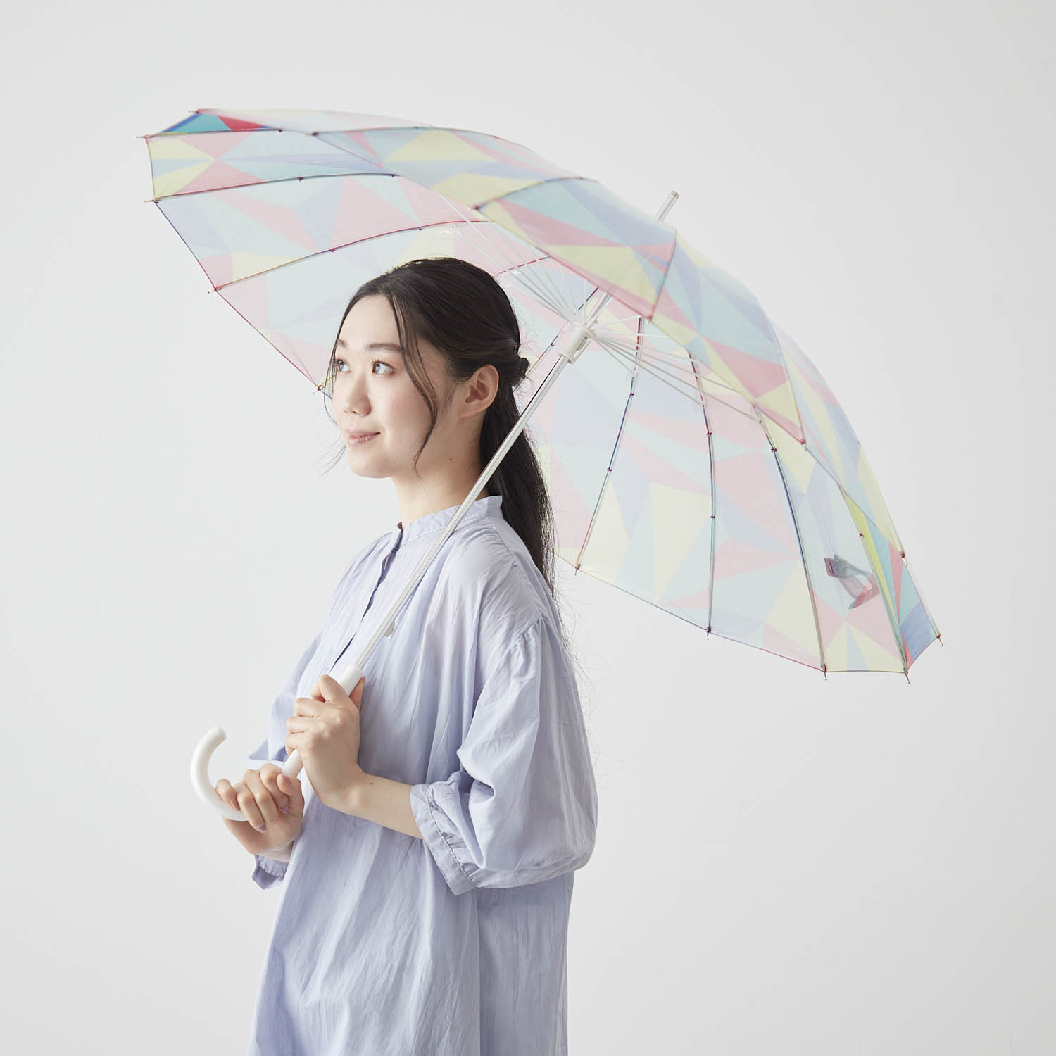 【エスタ/estaa】16本フレーム透明マルチカラー長傘