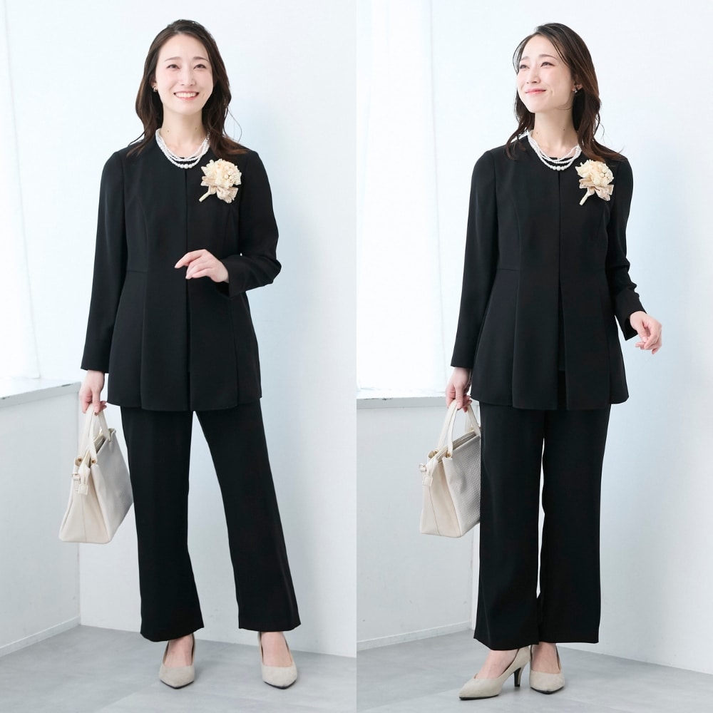 小物を変えて礼服やハレのシーンにも対応（モデル身長165cm/９ＡＲ）