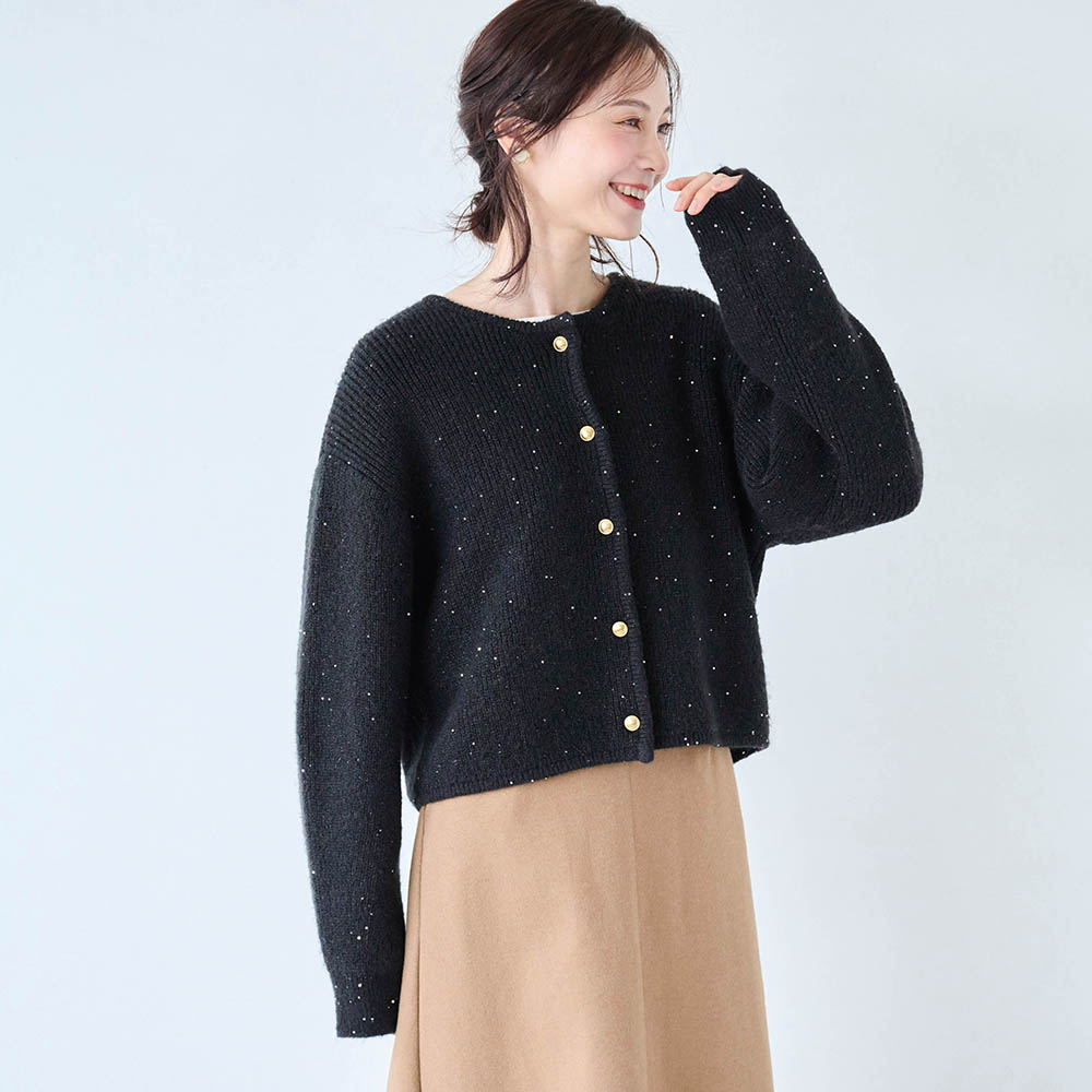 【スタイルノート/StyleNote】スパンコールニットジャケット