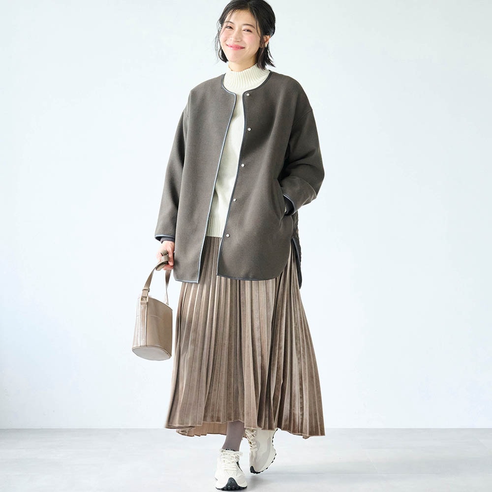 モデル身長168cm／M・総丈85cm ※写真は撮影用のため総丈+6cmになります。