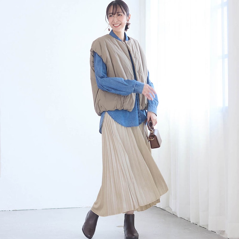 モデル身長169cm／M・総丈85cm ※写真は撮影用のため総丈＋6cmになります。