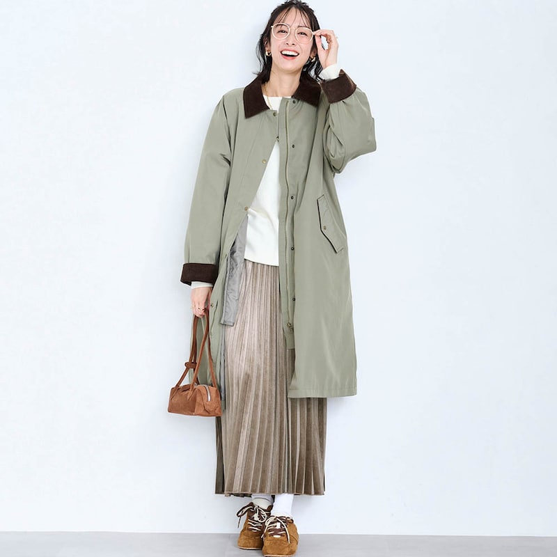 モデル身長169cm／M・総丈85cm ※写真は撮影用のため総丈+6cmになります。