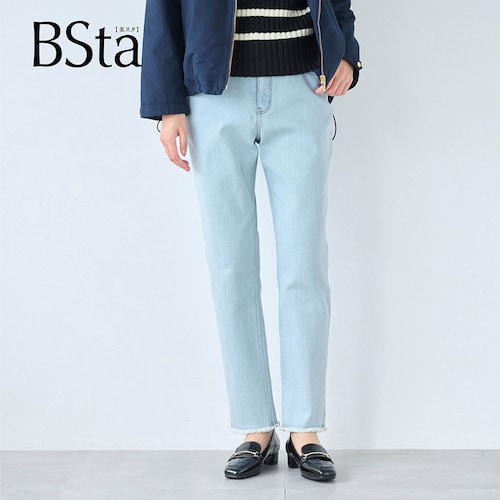 【BSta】裏起毛テーパードデニムパンツ