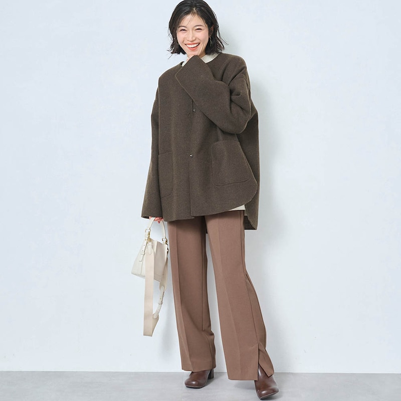 モデル身長168cm／M・股下66cm ※写真は撮影用のため股下+7cmになります。