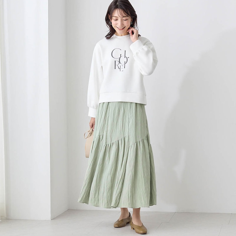 モデル身長170cm／M ※写真は撮影用のため総丈+8cmになります。