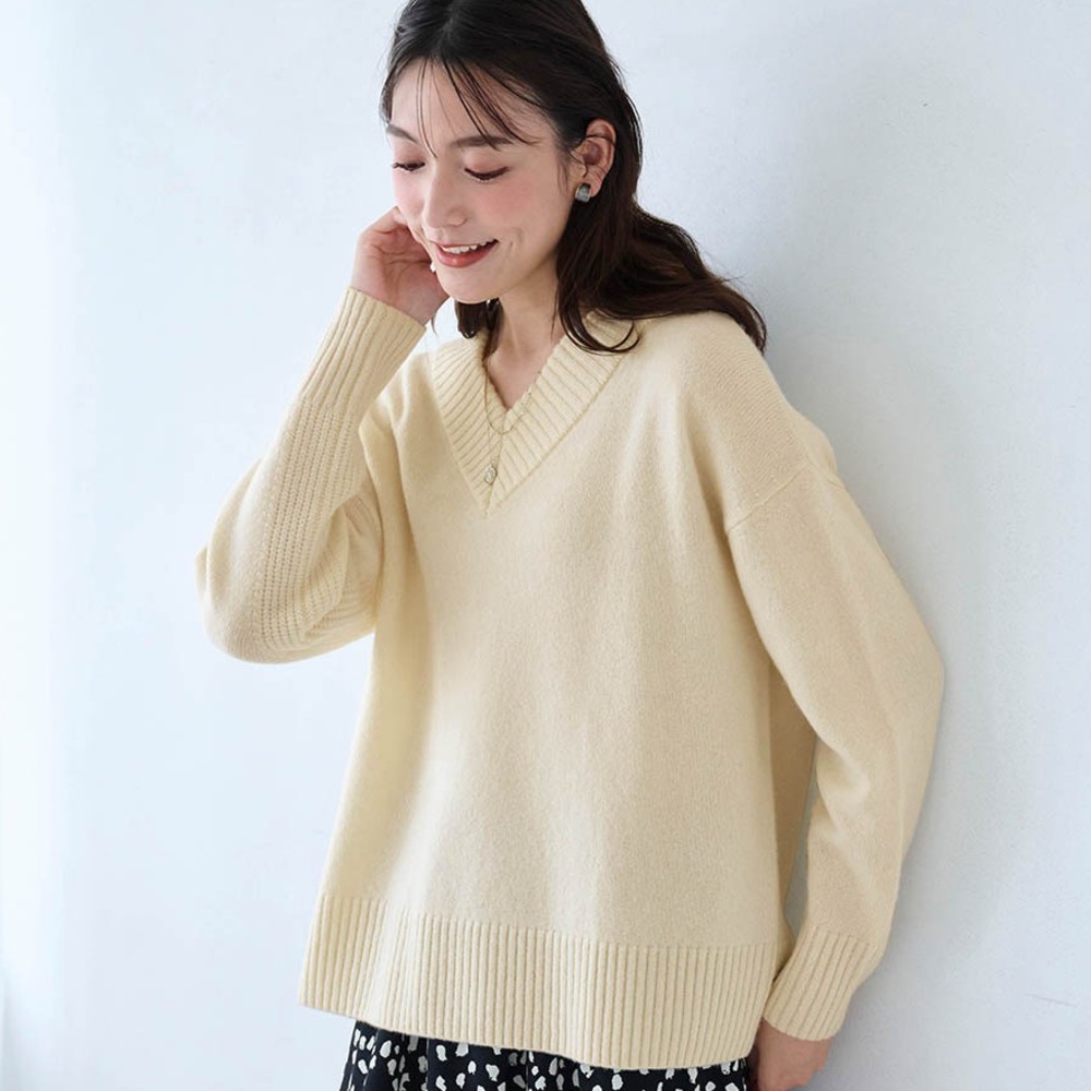 【スタイルノート/StyleNote】ウールカシミヤブレンドVネックニット