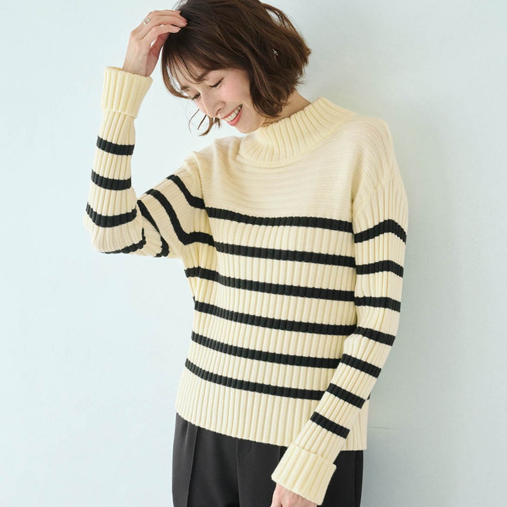 【エスエヌ バイ スタイルノート/SN by StyleNote】大人ボーダーニット【乾燥機OK】