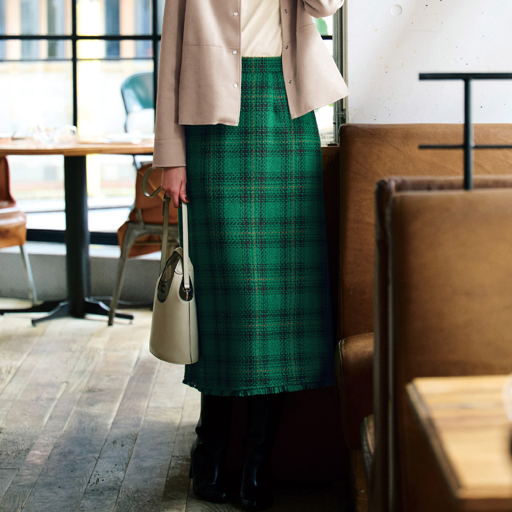 【エスエヌ バイ スタイルノート/SN by StyleNote】チェックツイードスカート