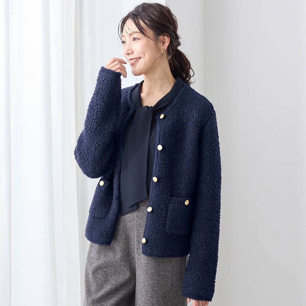 【エスエヌ バイ スタイルノート/SN by StyleNote】ボアニットジャケット