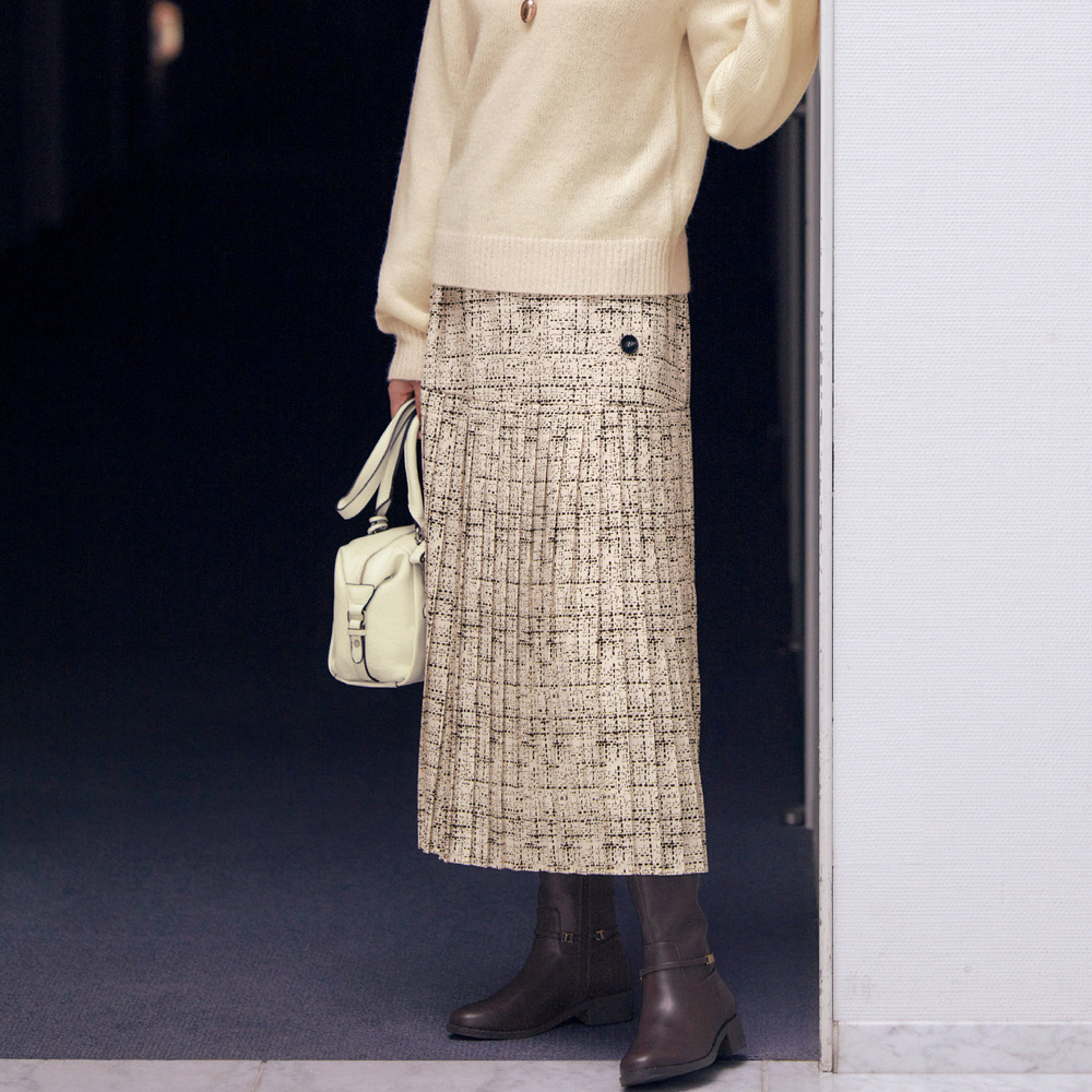 【エスエヌ バイ スタイルノート/SN by StyleNote】切替えプリーツ使いプリントスカート