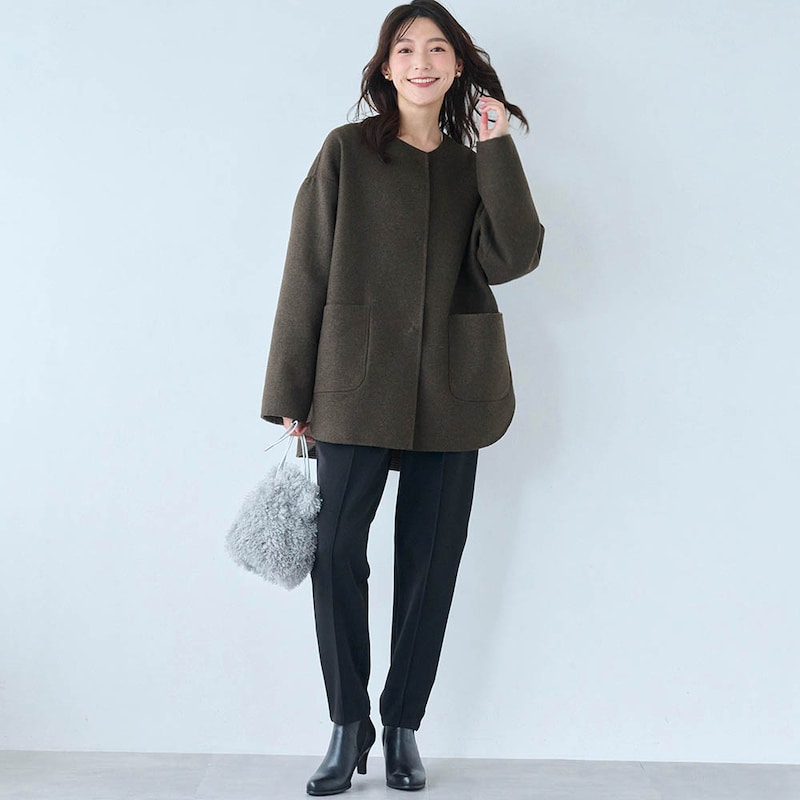モデル身長170cm／M・股下66cm ※写真は撮影用のため股下+6cmになります。