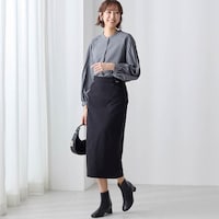 モデル身長169cm／M・総丈75cm ※写真は撮影用のため総丈+6cmになります。