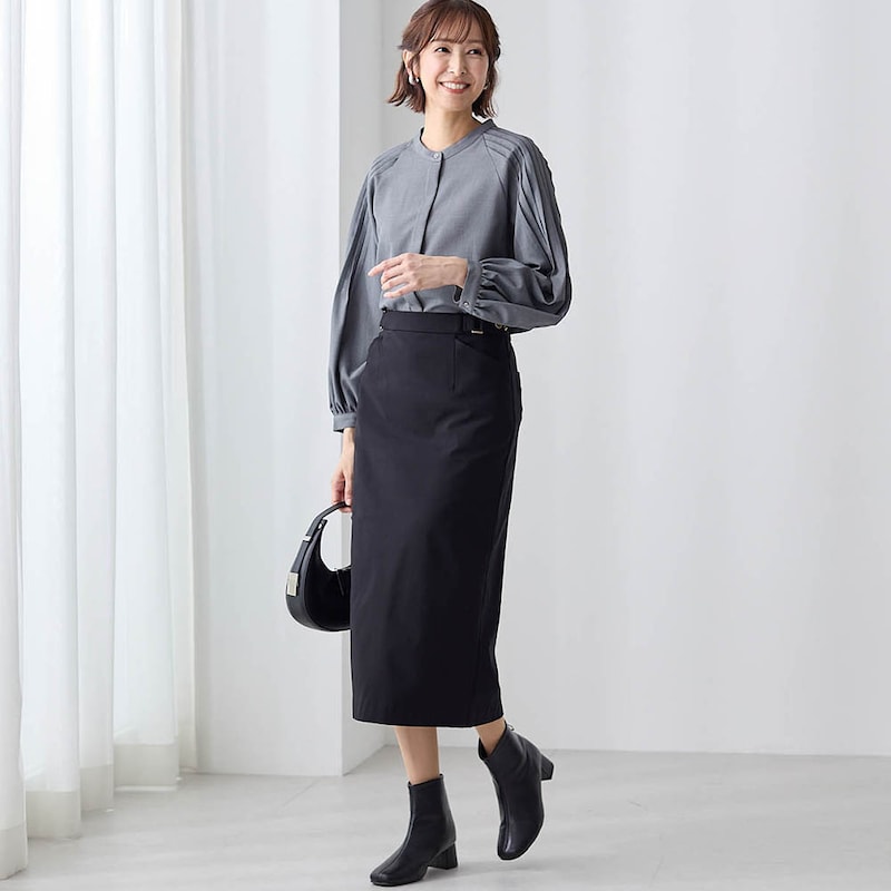 モデル身長169cm／M・総丈75cm ※写真は撮影用のため総丈+6cmになります。