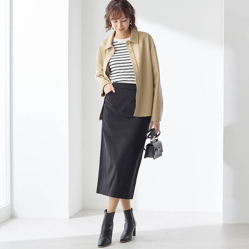 モデル身長169cm／M・総丈75cm ※写真は撮影用のため総丈+6cmになります。