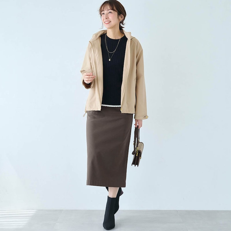 モデル身長169cm／M・総丈75cm ※写真は撮影用のため総丈+6cmになります。