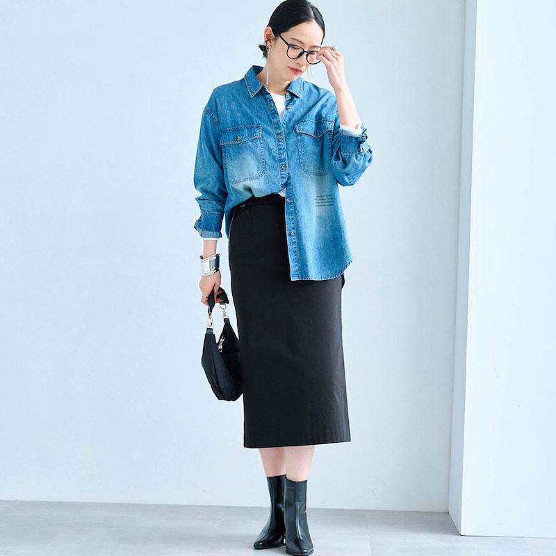 モデル身長168cm／M・総丈75cm ※写真は撮影用のため総丈+6cmになります。