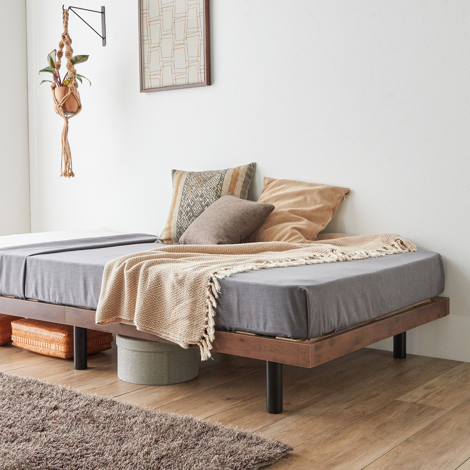 4色から選べるシンプルヘッドレスローベッド <ベッド本体のみ/マットレス付き><すのこ><シングル> 4色から選べるシンプルヘッドレスローベッド <ベッド本体のみ/マットレス付き><すのこ><シングル>