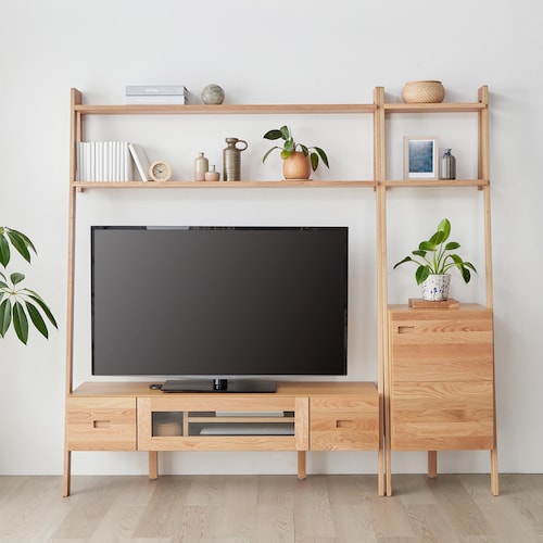 オーク材の壁面テレビ台【LEIRIA】 ＜幅118cm／幅138cm／幅154cm＞