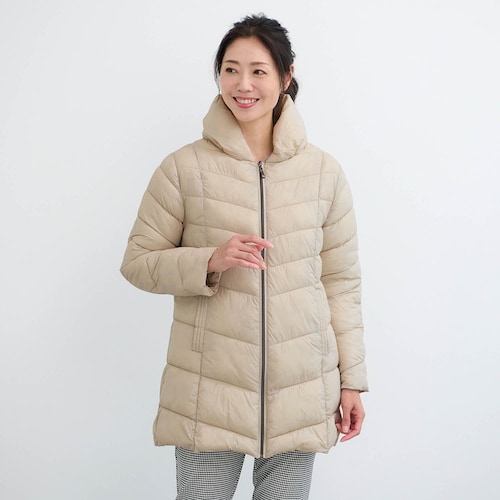 首まであったか軽量ファイバーダウンコート