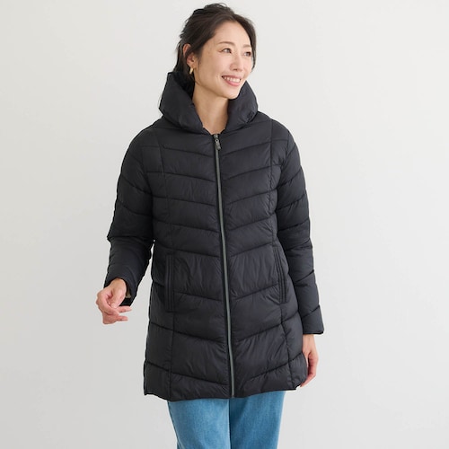 首まであったか軽量ファイバーダウンコート