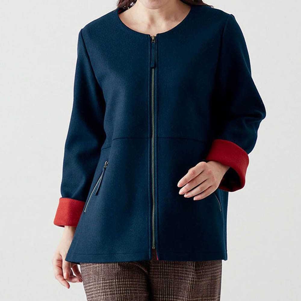 【ベルメゾン】ウール調フェルト配色コート