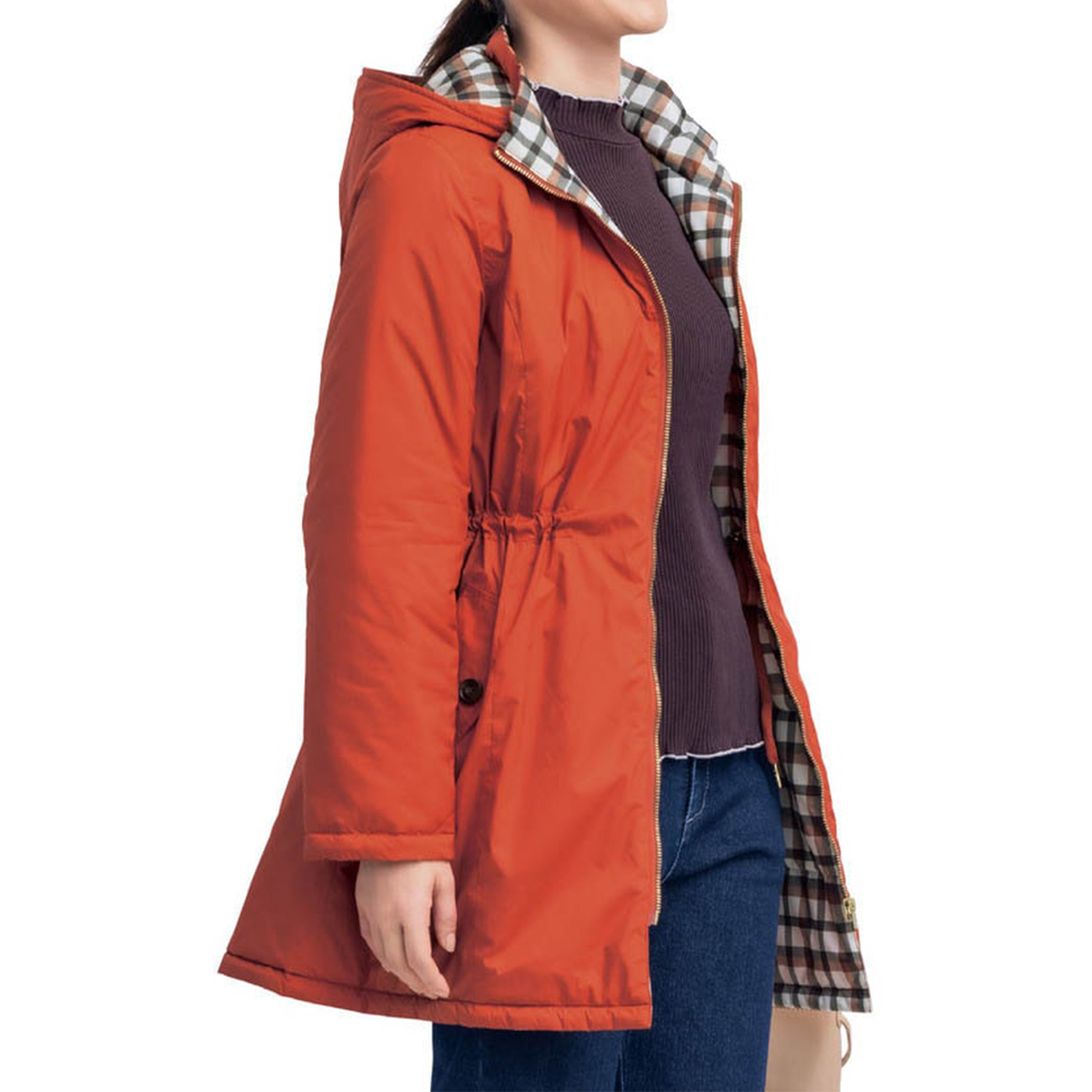 【ベルメゾン】裏地チェック中わたコート 【中わた入りなのにすっきり見え】 【ベルメゾン】裏地チェック中わたコート 【中わた入りなのにすっきり見え】