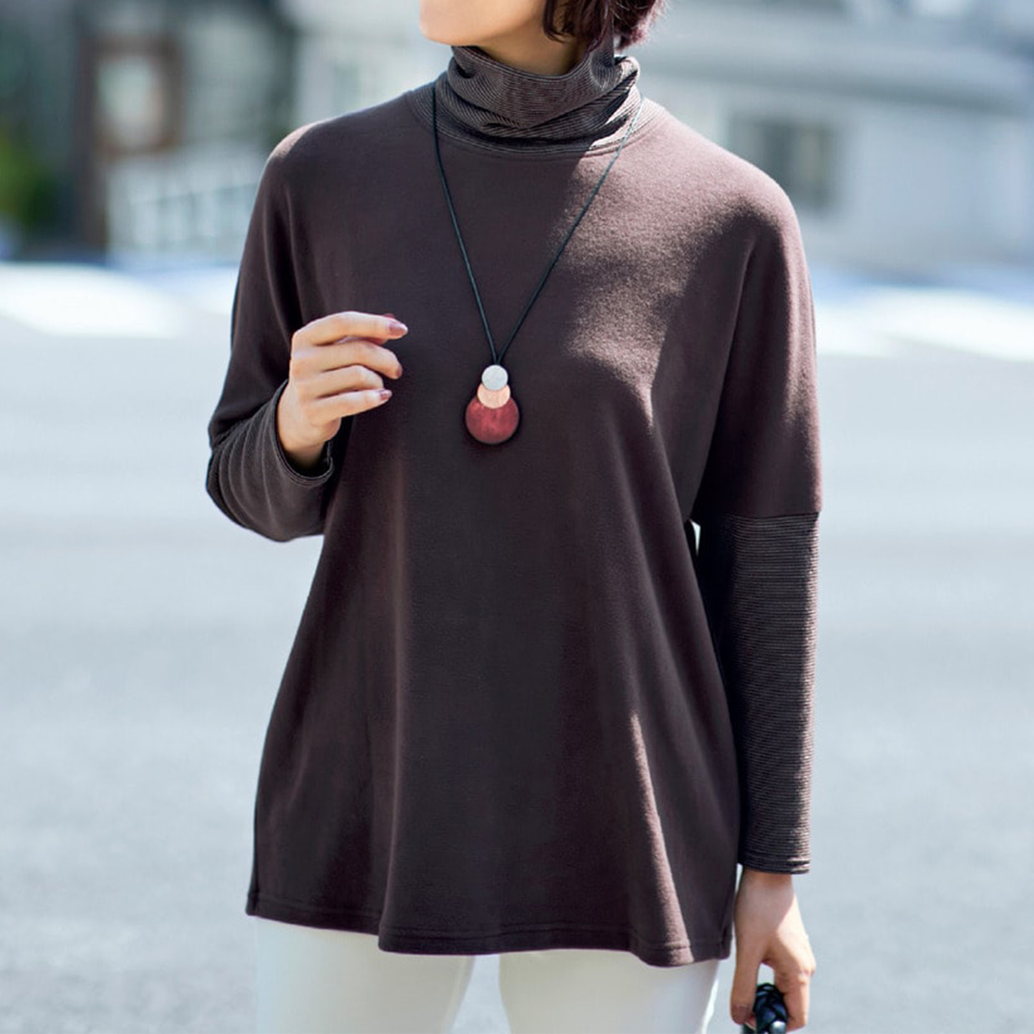 【ベルメゾン】ドルマンタートルチュニック 【ふっくら素材であったか】