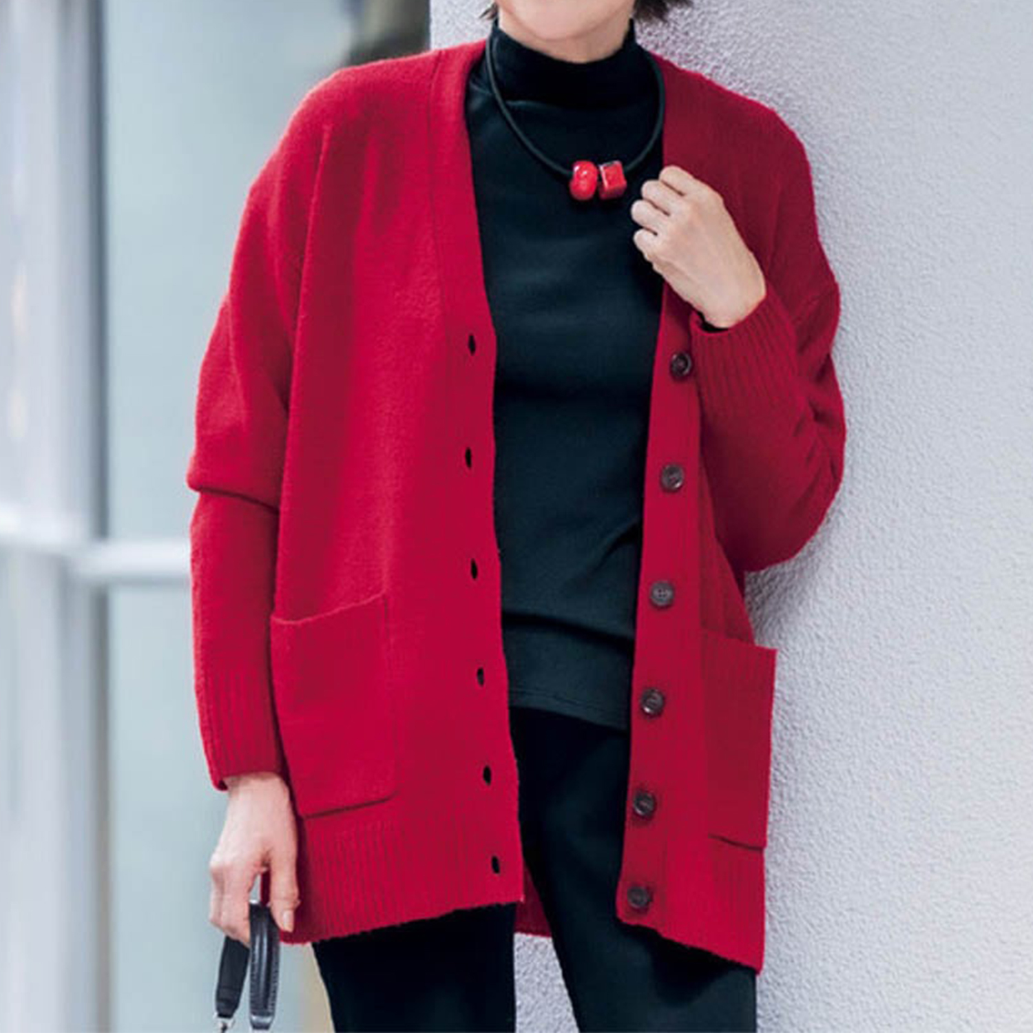 【ベルメゾン】ウール素材の しあわせニットウールVネックカーディガン 【ふっくらやわらかな肌触り】