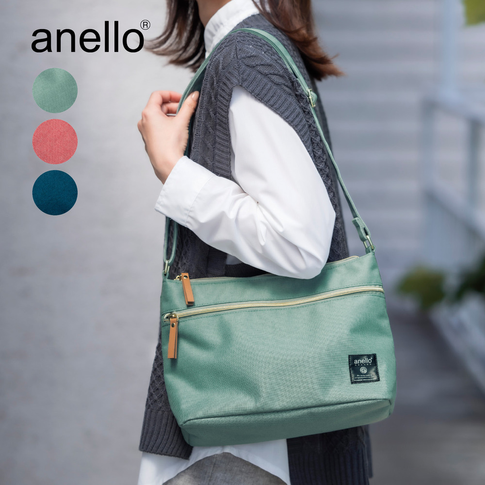 【anello GRANDE/アネログランデ】杢調ポリエステルショルダーバッグ