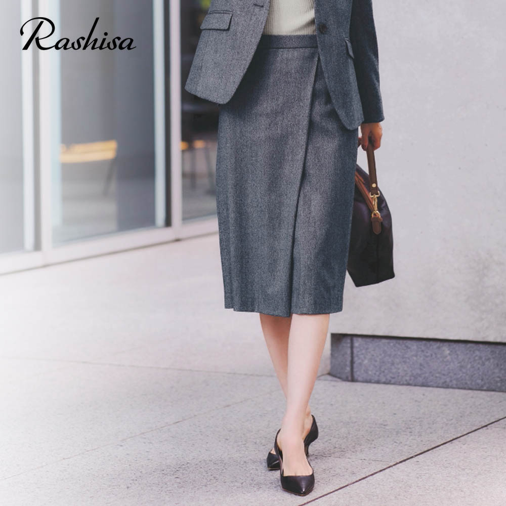 ウールサキソニーラップ風スカート