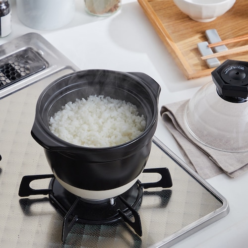 フタがガラスの炊飯用土鍋【直火専用】 ＜１～２合/２～３合＞