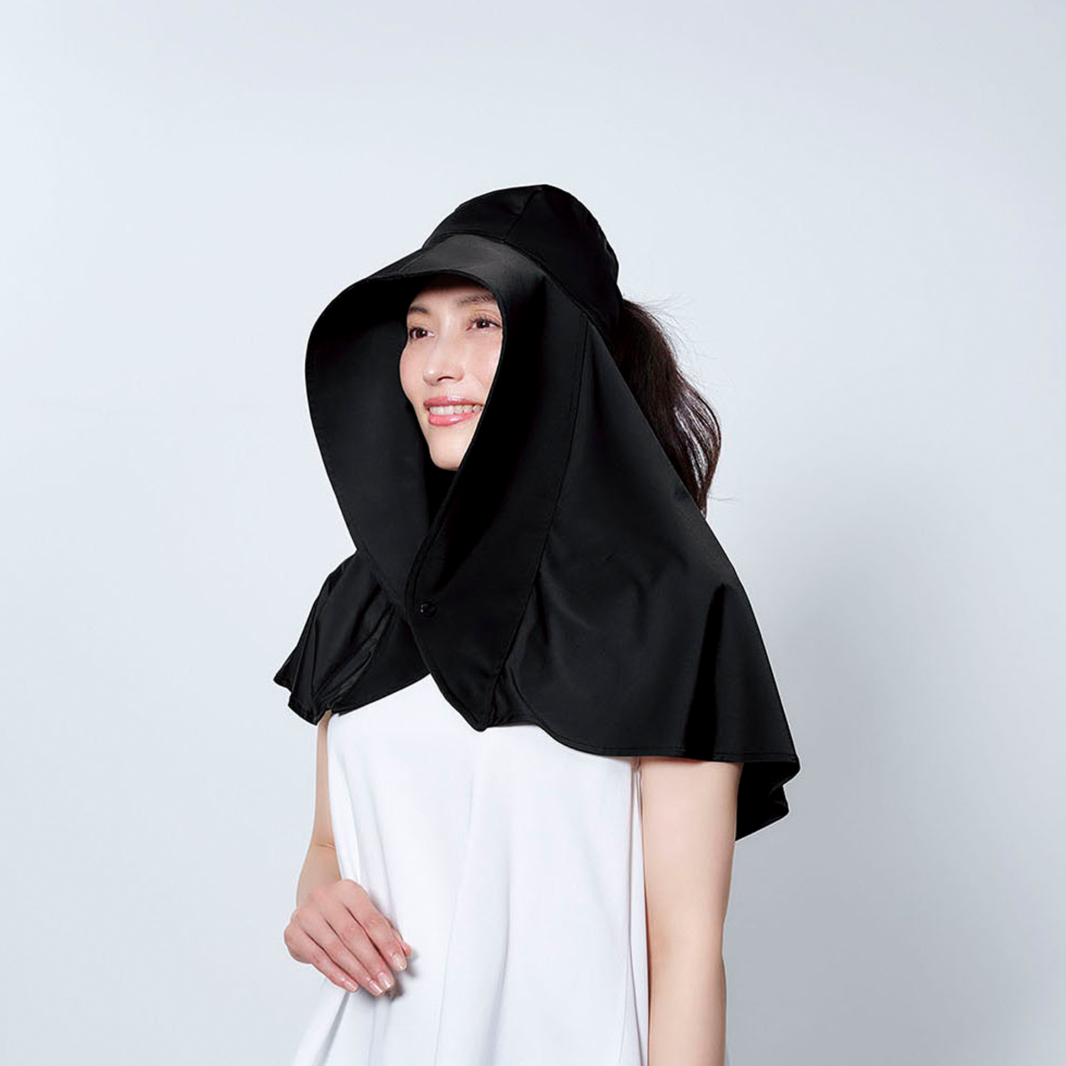 【ベルメゾン】【ケープにもなるひんやりUV帽子】each day UVケープハット ブラック