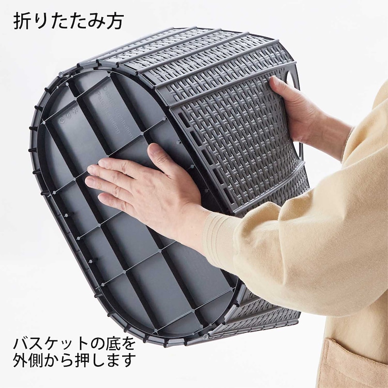 バスケットの底を外側から押します