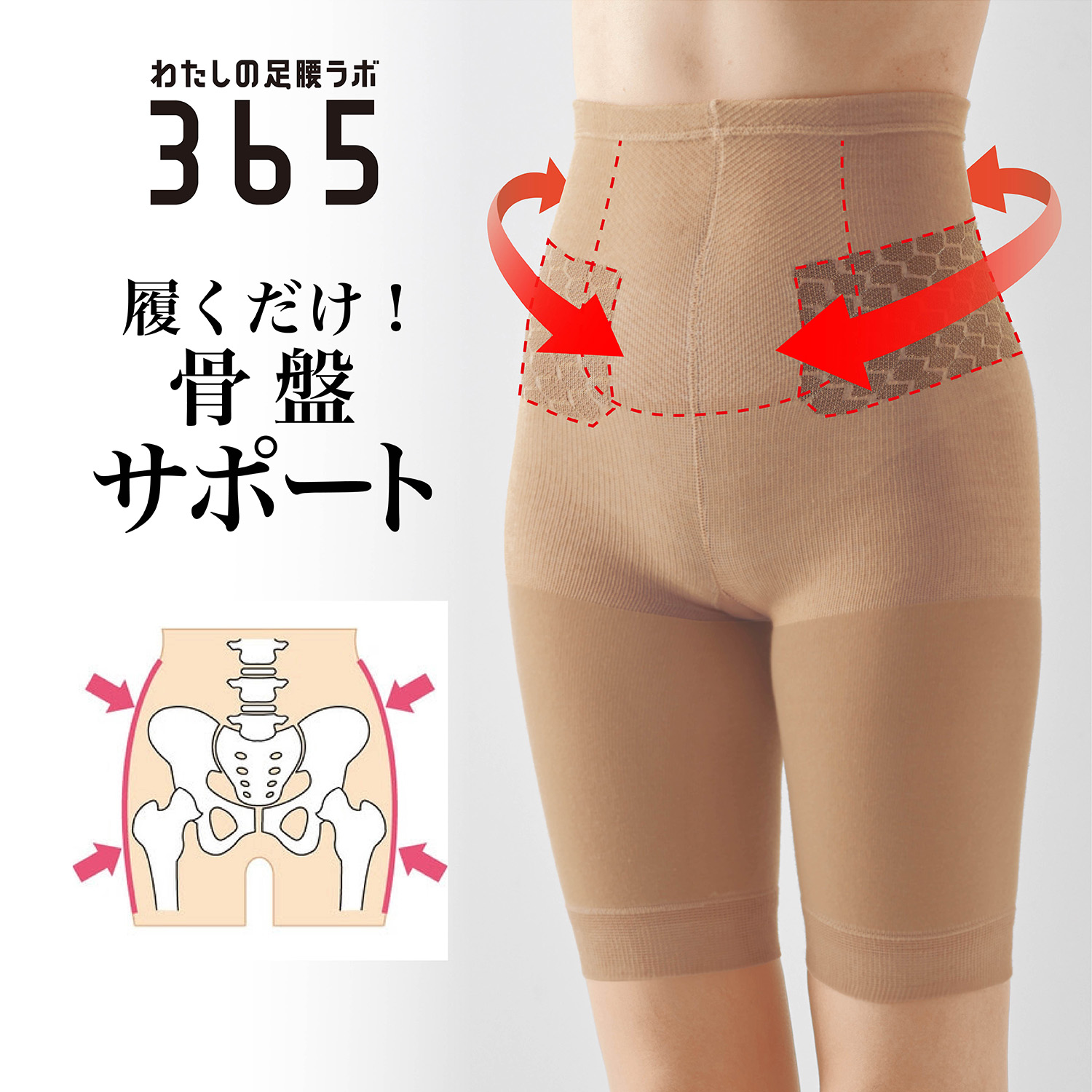 【わたしの足腰ラボ365】柔道整復師さんとつくった骨盤らくらくサポーター