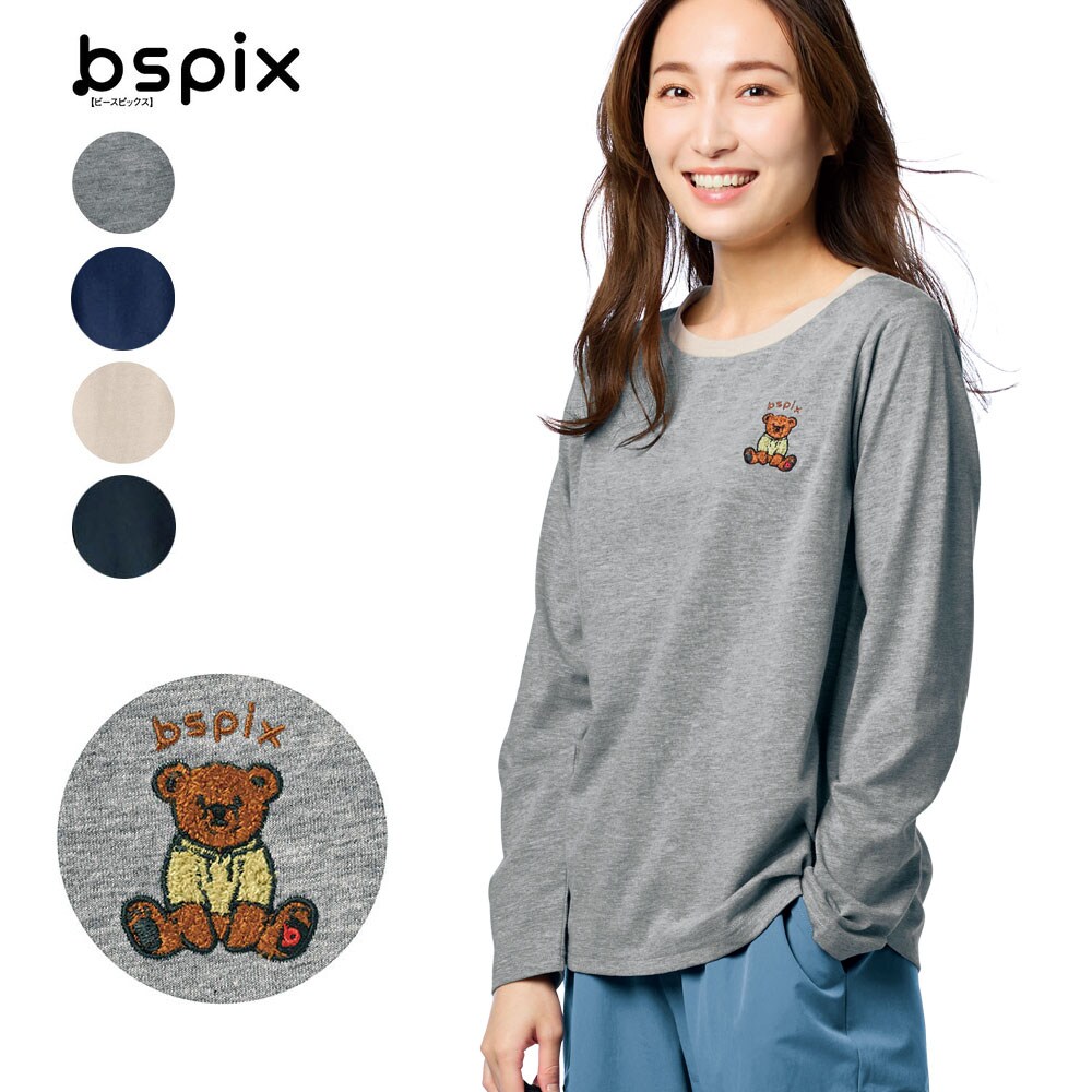 【ビースピックス/bspix】サガラ刺繍長袖Tシャツ