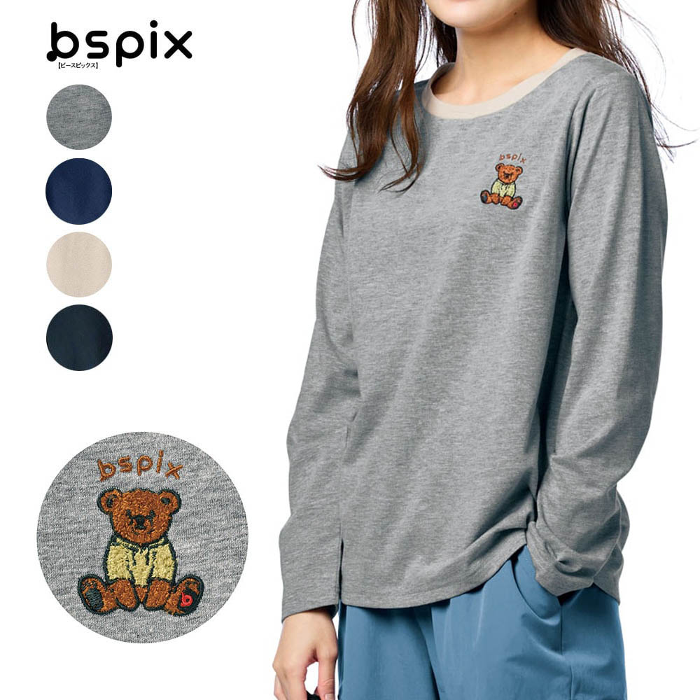 【ビースピックス/bspix】サガラ刺繍長袖Tシャツ