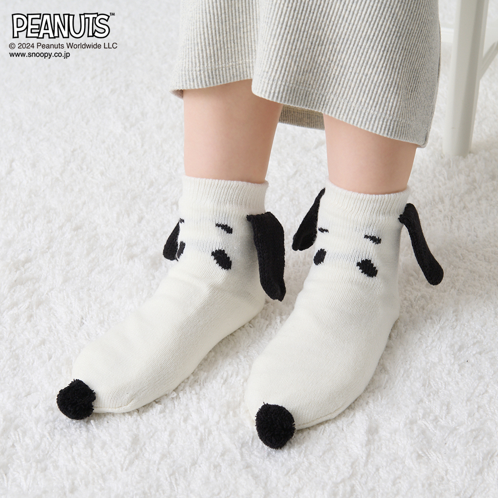 【ピーナッツ/PEANUTS】2重編みフェイスソックス「スヌーピー」
