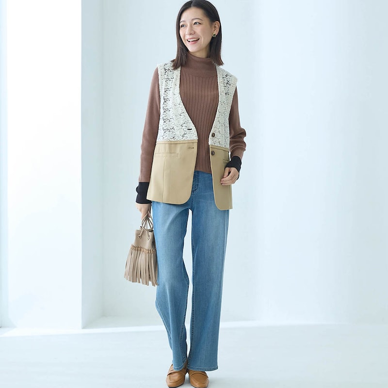 モデル身長172cm／M　モカブラウン着用