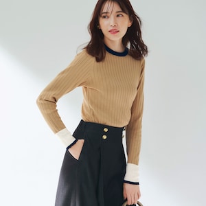 【スタイルノート/StyleNote】【新色追加】 配色リブニット【毛玉になりにくい】
