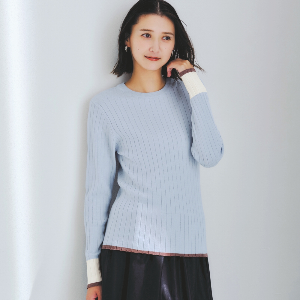 配色リブニット【毛玉になりにくい】 配色リブニット【毛玉になりにくい】