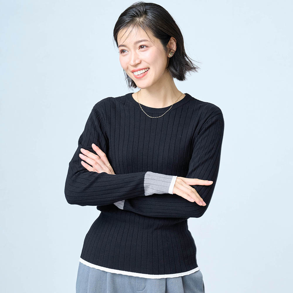 配色リブニット【毛玉になりにくい】 配色リブニット【毛玉になりにくい】